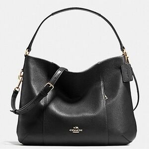 Coach Isabelle East/West Pebble Leather Convertible Shoulder Bag Black Crossbody